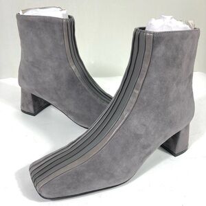 Jeffrey Campbell Peace Out Square Toe Suede Leather Bootie Boots Grey 6 NEW